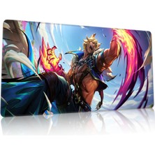 Duvarda League Of Legends Sett Gaming Oyuncu 90X40 cm Mousepad Dikişli Kaymaz Taban Xl