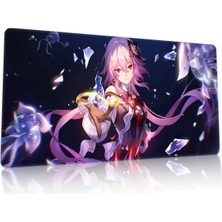 Duvarda Evernight Honkai Anime Gaming Oyuncu 90X40 cm Mousepad Dikişli Kaymaz Taban Xl