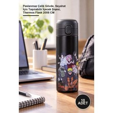 Yenilig 10 Adet Anime Baskılı Termos – Paslanmaz Çelik Gövde, Seyahat Için Taşınabilir Içecek Şişesi, Thermos Flask 20X6 cm