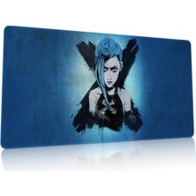 Duvarda League Of Legends Jinx Gaming Oyuncu 90X40 cm Mouse Pad Dikişli Kaymaz Tabanlı Xl Mousepad