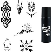 Fantastik Desenli Dark Siyah Sprey Geçici Dövme Seti