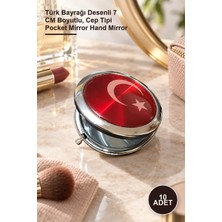 Yenilig 10 Adet El Aynası – Türk Bayrağı Desenli 7 cm Boyutlu, Cep Tipi Pocket Mirror Hand Mirror
