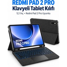 Fuchsia Redmi Pad 2 Pro 12.1 Uyumlu Klavyeli Tablet Kılıfı Trackpadli 7 Renk Rgb Aydınlatmalı Ayrılabilir Klavye