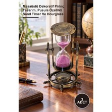 Yenilig 3 Adet Pirinç Pusulalı Kum Saati – Masaüstü Dekoratif Pirinç Tasarım, Pusula Özellikli Sand Timer ve Hourglass