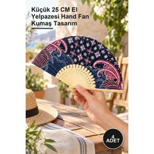 Yenilig 4 Adet Bambu Bez Yelpaze – Küçük 25 cm El Yelpazesi Hand Fan Kumaş Tasarım