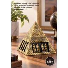 Yenilig 5 Adet Mısır Piramidi – Polyester ve Taş Tozu Dekoratif Figür, Masaüstü Süsleme, Decor Pyramid, Corn Pyramid