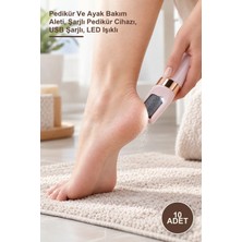 Yenilig 10 Adet Şarjlı Ayak Törpüsü – Pedikür ve Ayak Bakım Aleti, Şarjlı Pedikür Cihazı, USB Şarjlı, LED Işıklı