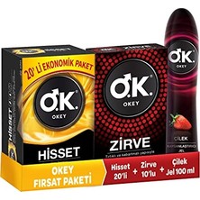 20'li Hisset ve 10'lu Zirve Prezervatif ile 100 ml Çilek Jel Seti