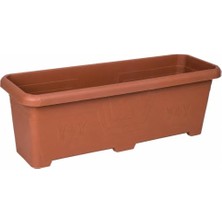 Turan Home Bahçe Ofis Kullanımı Için (77.5 x 25 x 26.5 Cm, 30 L), Plastik Uzun Saksı, Kahverengi