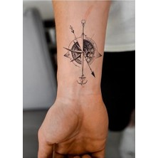 Çapa Dövmesi, Pusula Dövmesi, Unisex Geçici Vücut Dövmesi, Minimal Tattoo