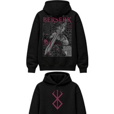 Fuddy Moda Oversize Guts Sırt Baskılı Kapüşonlu Sweatshirt, Unisex Berserk Anime Temalı Hoodie