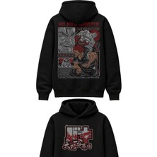 Fuddy Moda Oversize Hanma Yujiro Sırt Baskılı Kapüşonlu Sweatshirt, Unisex Baki Anime Temalı Hoodie