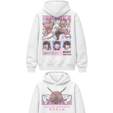 Fuddy Moda Unisex Oversize Demon Slayer Anime Karakteri Inosuke Hashibira Sırt Baskılı Kapüşonlu Sweatshirt