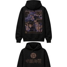 Fuddy Moda Oversize Suguru Geto Sırt Baskılı Kapüşonlu Sweatshirt, Unisex Jujutsu Kaisen Anime Temalı Hoodie