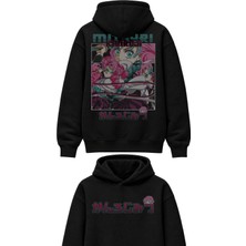 Fuddy Moda Oversize Mitsuri Kanroji Sırt Baskılı Kapüşonlu Sweatshirt, Unisex Demon Slayer Anime Temalı Hoodie