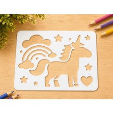 Birsence 3D Baskı Unicorn ve Gökkuşağı Çizim Şablonu - Desen Kalıbı - Beyaz