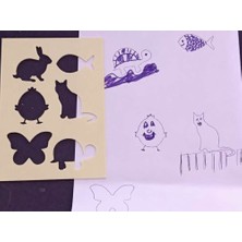 Birsence 3D Baskı Hayvan Figürleri Çizim Şablonu - Çoklu Desen Kalıbı - Bej