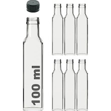 Maraska Şeffaf 100 ml Sızdırmaz Kapaklı Boş Cam Şişe, 6 Adet