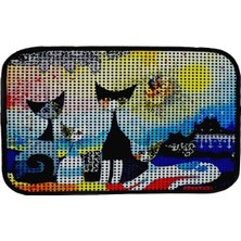 Elekli Desenli Kedi Tuvalet Önü Paspası 60 x 45 cm Gece