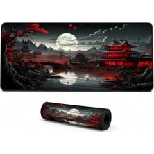 Zen Xxl Mouse Pad 90X40 Cm, 3 mm Dikişli Kenar ve Kaymaz Kauçuk Taban (Crimson Temple)