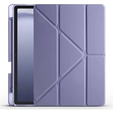 Galaxy Tab A9 ile Uyumlu Tri Folding Kalem Bölmeli Standlı Kılıf - Mor 8