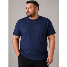 Annex Büyük Beden Sıfır Yaka Düz Renk Erkek Battal Tshirt