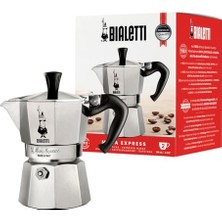 Moka Express: 2 Cups Ocak Üstü Espresso Pişirici; 90 Ml, Gümüş Renk, Alüminyum Gövde, Patentli Güvenlik Valfi, Tüm Ocak Türleri Için Uygundur (Indüksiyon Hariç)