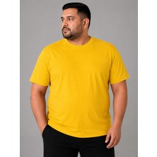 Annex Büyük Beden Sıfır Yaka Düz Renk Erkek Battal Tshirt