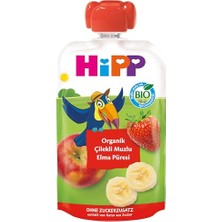 Organik Çilekli, Muzlu ve Elmalı Meyve Püresi, 100 G