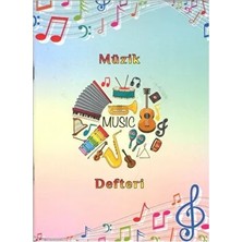 Muhtelif U-Dip Tel Dikişli Karton Kapak Müzik Defteri 40 Yprk Büyük Boy