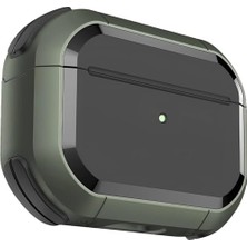Airpods Pro 3 Uyumlu Armor Serisi Kılıf, Fiber Karbon Arka Tasarım, Soft Haki, 2025