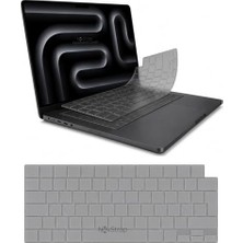 MacBook Pro 14 Inç M3 A3401 A3185 A3112 Için Türkçe Q Gri Füme Silikon Klavye Koruyucu Kılıf