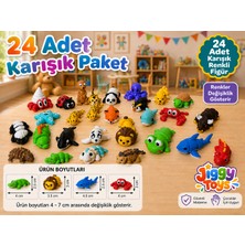 Jiggy Toys 24 Adet Eklemleri Hareketli, Organik, Eğitici Minik Hayvan Figür Sürpriz Figürler