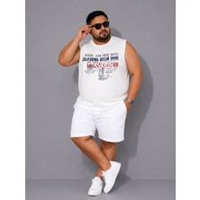 Annex Büyük Beden Kolsuz Yuvarlak Yaka Baskılı Erkek Tishirt Atlet