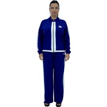 Cocoon Büyük Beden Viskon Fermuarlı Taşlı Kolu Lastikli Alt Üst Kadın Spor Şık Takım