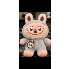 Labubu Peluş Oyuncak Gri Pembe Sevimli Yumuşak Kawaii Koleksiyonluk Hediyelik 30 cm