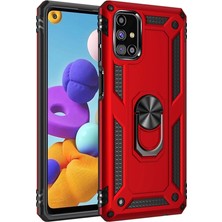Samsung Galaxy M31S Uyumlu Kılıf Sofya Yüzüklü Silikon Kapak - Kırmızı