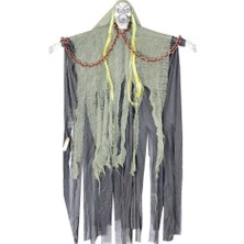 Parti Sürprizi Halloween Zincirli Çığlık Atan Yeşil Iskelet Dekor Süs 1 Adet
