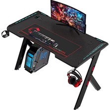 Orevio Hawksbill Serisi Rgb Akıcı Işıklı Oyun Masası (Boyut: 120-60-72 Cm), (800×300×3 mm - Fare Altlığı), Kulaklık Askısı ve Bardak Tutacağı Dahil - Siyah