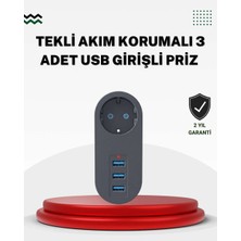 Birsence Akım Korumalı Usb’li Priz – Güçlü 2500W, Isı ve Çocuk Koruması