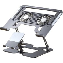 Kazan Hobi Ayarlanabilir Laptop Standı Çift Fanlı Sogutucu Premium Katlanabilir Laptop ve Telefon Tutucu