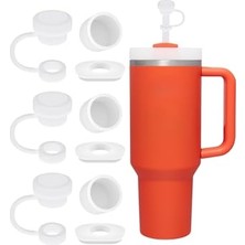 Kazan Hobi (9 Parça) Silikon Sızdırmaz Kapak Seti – Stanley Quencher 30/40 Oz ile Uyumlu – Dökülmeye Dayanıklı Tıpa ve Pipet Ucu – Beyaz Renk, 3 Set
