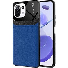 Kazan Hobi Xiaomi Mi 11 Lite ile Uyumlu Silikon Kılıf Deri Görünüm Ince Tarz Kapak Emiks Lacivert