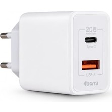 Kazan Hobi Usb-A ve Type-C 20W Hızlı Şarj Adaptörü With Pd ve Qc3.0, Beyaz