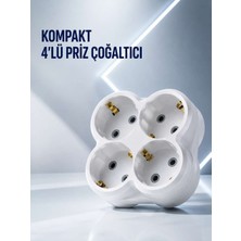 Birsence Duvar Tipi Priz Çoğaltıcı 4 Çıkışlı Kablosuz Kompakt Priz Adaptörü