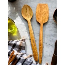 Kazan Hobi Zeytin Ağacı 2'li Set Ahşap Spatula + Kaşık