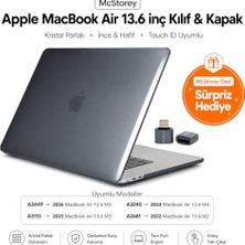 Kazan Hobi MacBook Air 13.6 Inç M2 M3 M4 M5 Uyumlu Sert Kılıf, Ultra Şeffaf Hard Case – A2681 A3113 A3240 A3449 Tam Uyum Ince Hafif Koruma Siyah