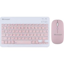 Kazan Hobi Tablet ve Telefonlar Için Türkçe Q Bluetooth Klavye ve Mouse Set - AL3476 (Pembe)