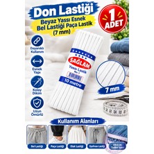 Sağlam Paça Bel Etek Eşofman Lastiği Yassı 10 Metre Dayanıklı Esnek Dikiş Lastiği (7 Mm)