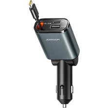 Kazan Hobi JR-CCL07 3'ü 1 Arada Geri Çekilebilir Araç Şarj Cihazı - Çift USB ve Tip-C Bağlantı Noktaları, Hızlı Şarj, Yerden Tasarruflu Tasarım, Akıllı Telefonlar ve Tabletlerle Uyumlu - Koyu Gri